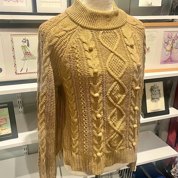 J. Crew Azra Pom Pom Cable Knit Lambswool Blend Pullover Sweater - Picture 6 of 16